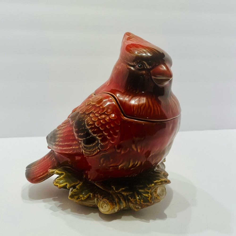 Red Bird Ceramic cookie jar